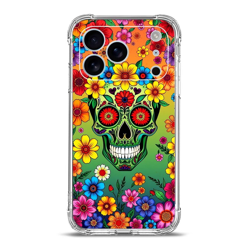 IPhone 17 Pro,Green Floral Skull Flowers Case, 20n-178PH015